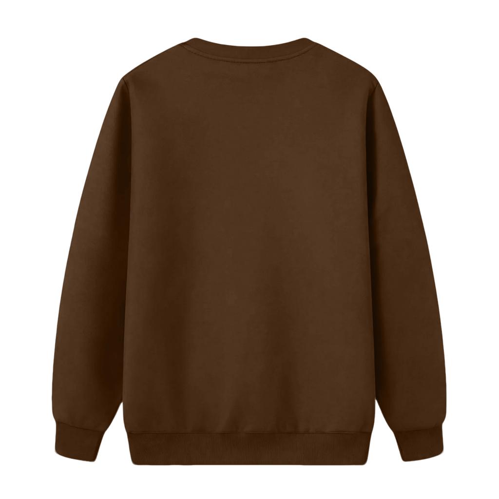 Men's Round Neck Fleece-Lined Thick Solid Color Sweatshirt
