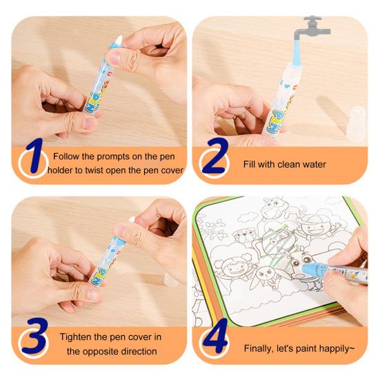 Волшебная водная раскраска для малышей Карманный складной мультфильм акварельный рисунок