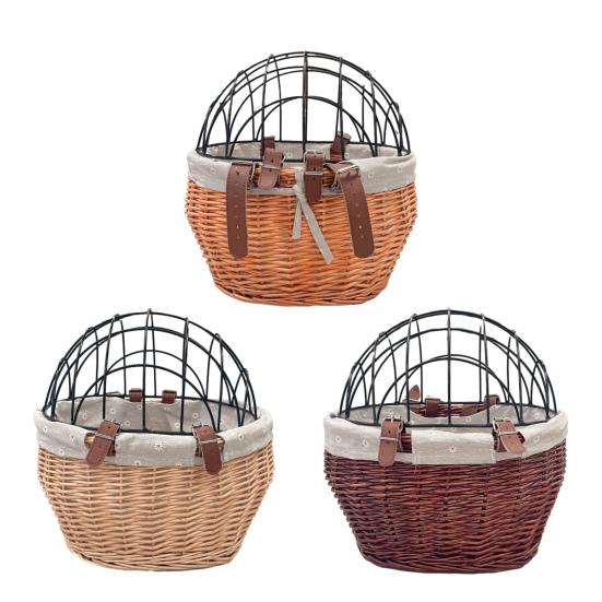 Корзина для хранения велосипеда большой вместимости универсальная простая в установке плетеная вручную сиденье для питомца передний багажник на руль велосипедные аксессуары