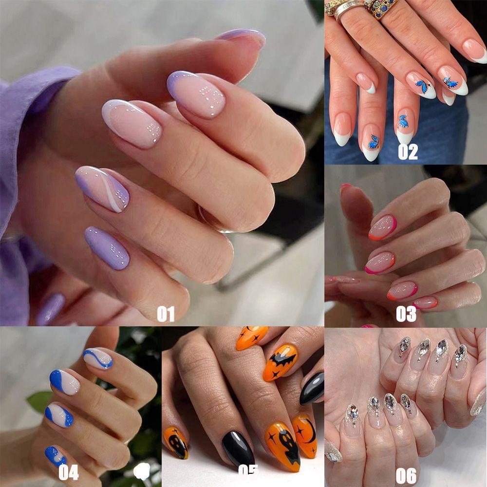 On Nails Manicure Tool Artificial Nail Tips Almond False Nails Wearable French Stiletto Fake Nails