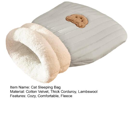 Спальный мешок для кошек, теплая кровать для домашних животных, уютный домик для кошек, флисовая палатка, гнездо для домашних животных, карманный мешок для сна на осень и зиму для домашних кошек