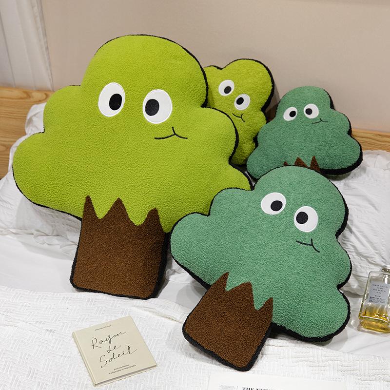 35/53/70 см плюшевая подушка с зелеными деревьями, два черных глаза, растение, стул, диван, декор, подушка для сиденья, детский подарок, декор для комнаты