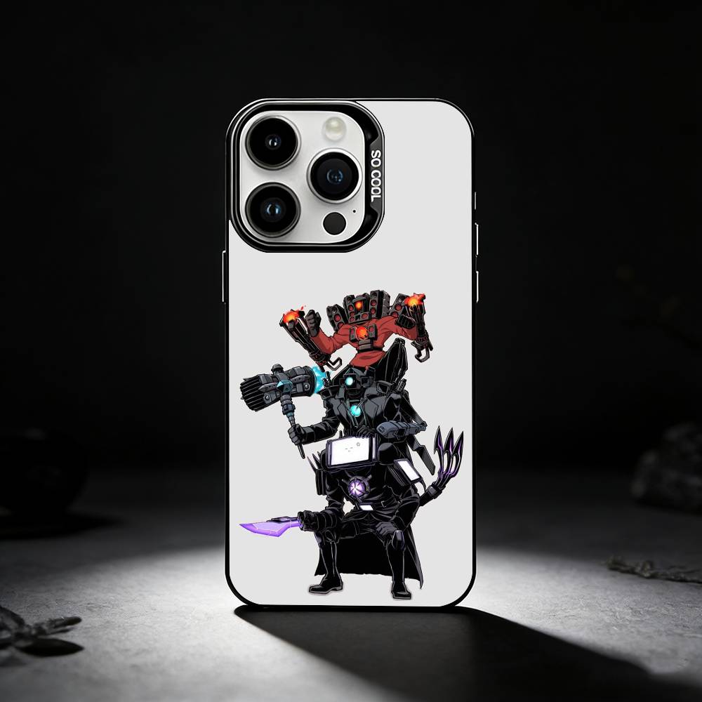 C-Cartoon S-Skibidi Toilet Phone Case For iPhone 17,16,15,14,13,12,11 Plus,Pro Max,XS,Colored silver phone case