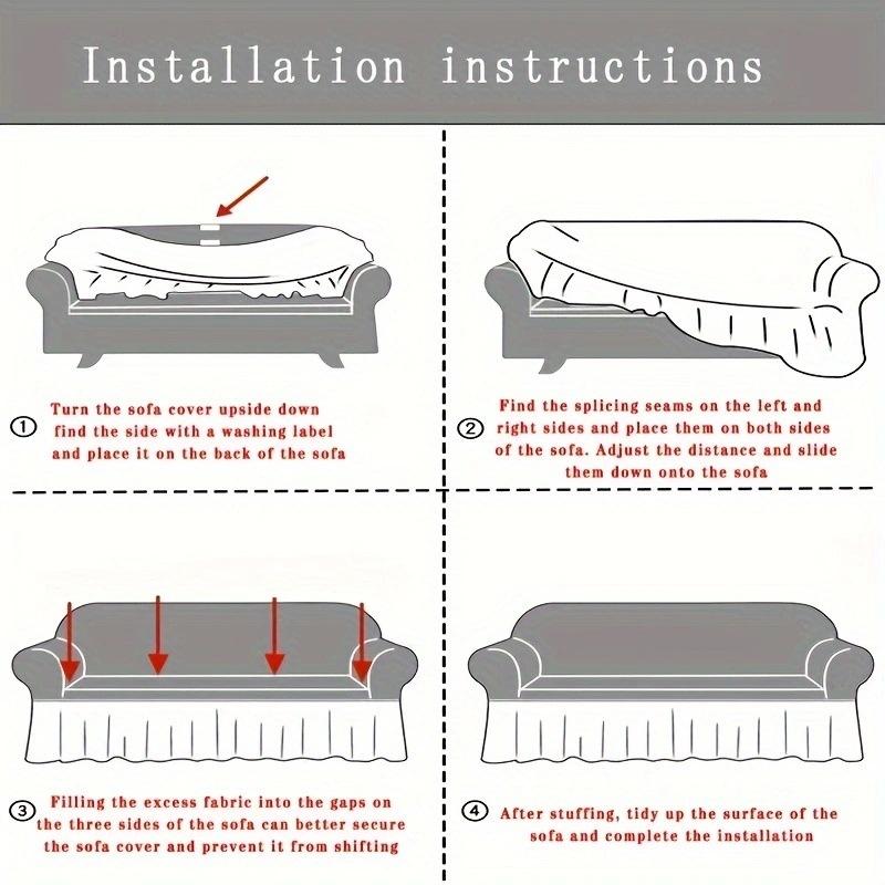 Чехол на диван 1/2/3/4-местный с юбкой, жаккардовый эластичный чехол на диван «все включено» для гостиной