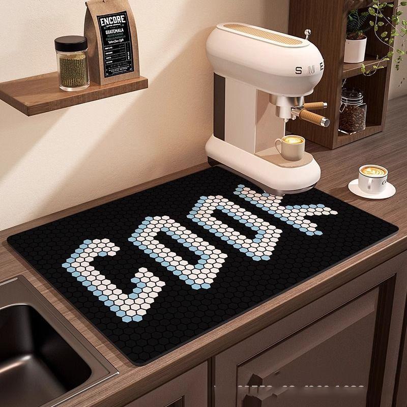 Коврик для кофемашины Водонепроницаемый дренажный коврик Нескользящие коврики для сушки посуды для кухни Быстросохнущая подставка под столовые приборы для стола