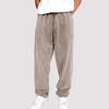 Men Sport Pants Wide Leg Drawstring Elastic Waist Pure Color Sweatpants Full