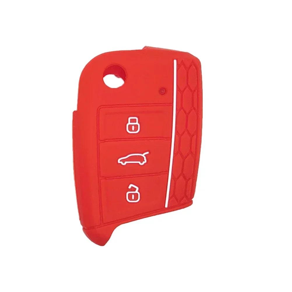 Силиконовый чехол для автомобильного ключа для Volkswagen VW Golf 7 Polo Tiguan Kodiaq Karoq mk7 Skoda Octavia A7 SEAT Leon Ibiza Брелок 3 кнопки