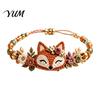 Handmade Bracelet Kit DIY Woven Animal Kit, Fox Cat Deer Bird Weaving Crafts, Floral Crochet Set for Beginners Adults Beginner Friendly