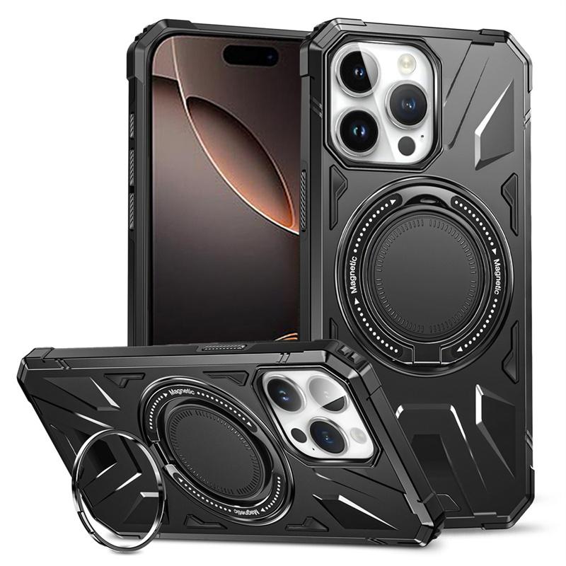 Противоударный чехол-броня с кольцом-держателем для телефона Magsafe для iPhone 16 15 14 13 12 11 Pro Max Plus, магнитная крышка для беспроводной зарядки