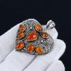 Orange Carnelian Gemstone Handmade 925 Sterling Silver Jewelry Pendant Natural Orange Carnelian Heart Shape Pendant For Gifts