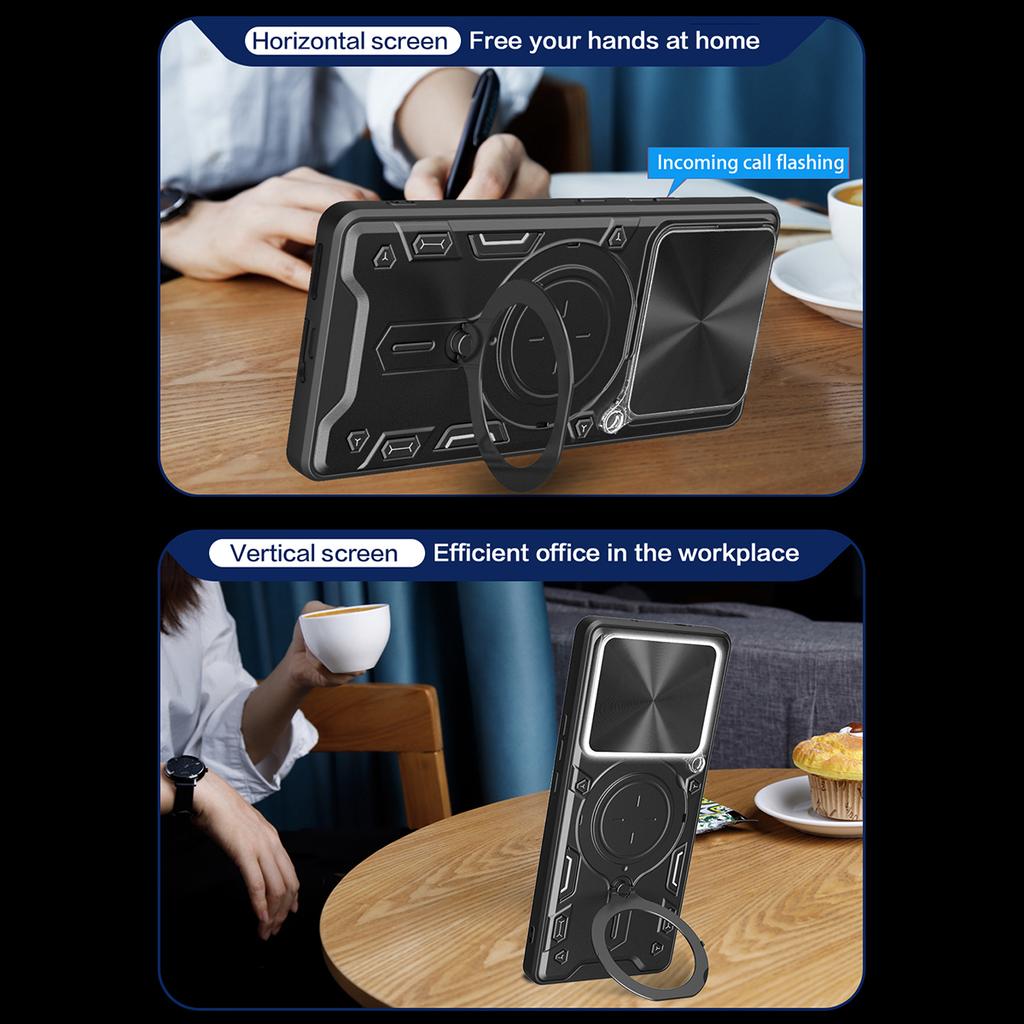 For Xiaomi Redmi Note 15 Pro 5G (Global) Case TPU + PC Phone Cover with Kickstand , Slide Lens Window