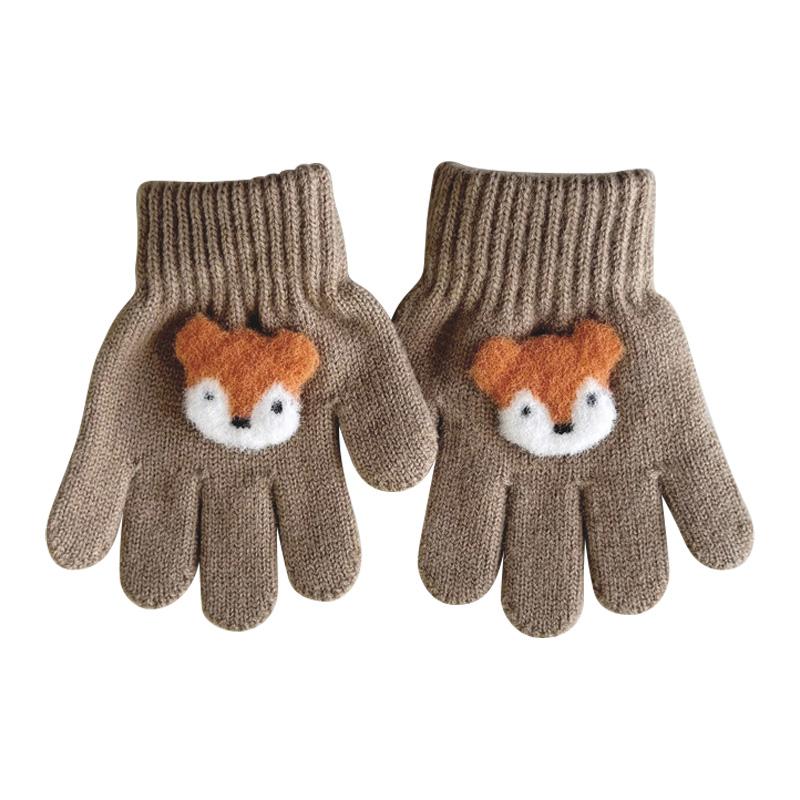 Перчатки детские 3-6 лет вязаные теплые мультипликационные супер милые перчатки с пятью пальцами осень-зима однотонные модные перчатки для девочек и мальчиков