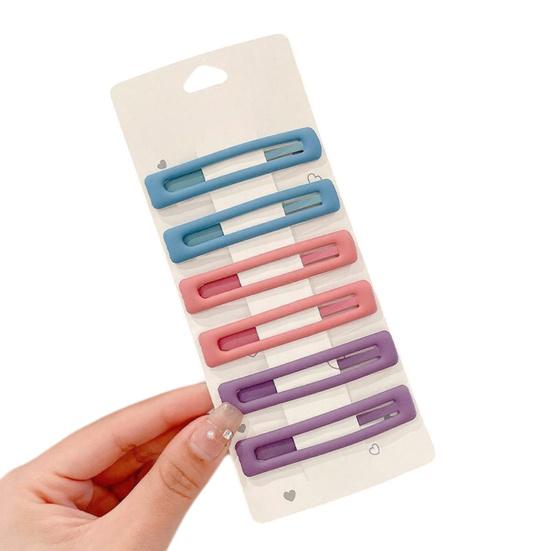 6Pcs Girl Hairpin Matte Color Rectangular Hair Clips Stable Non-Slip BB Clip Face Slimming Versatile Hair Styling