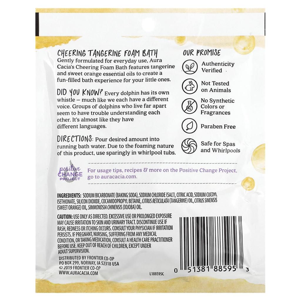 Aura Cacia Cheering Bubble Bath Bomb, Tangerine, 70.9 G (2.5 Oz)