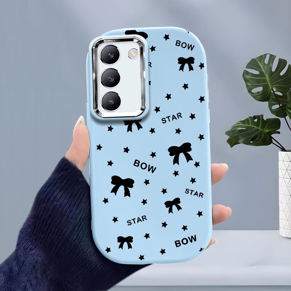 For OPPO A18 A38 A54 A60 A96 Reno12 F 8T 8Z Vivo V30 V40 Y15s Y22 Y27 Y30 Y36 Bowknot Star Design Soft Silicone Candy Color Phone Case