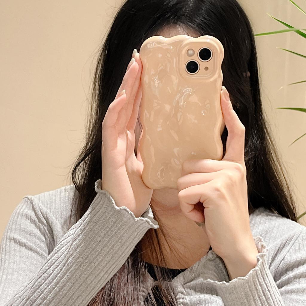 Глянцевый 3D чехол для телефона с пузырчатым волнистым узором для iPhone 16 15 14 13 12 11 Pro Max 16 Pro Эстетика Мягкая противоударная задняя крышка Funda