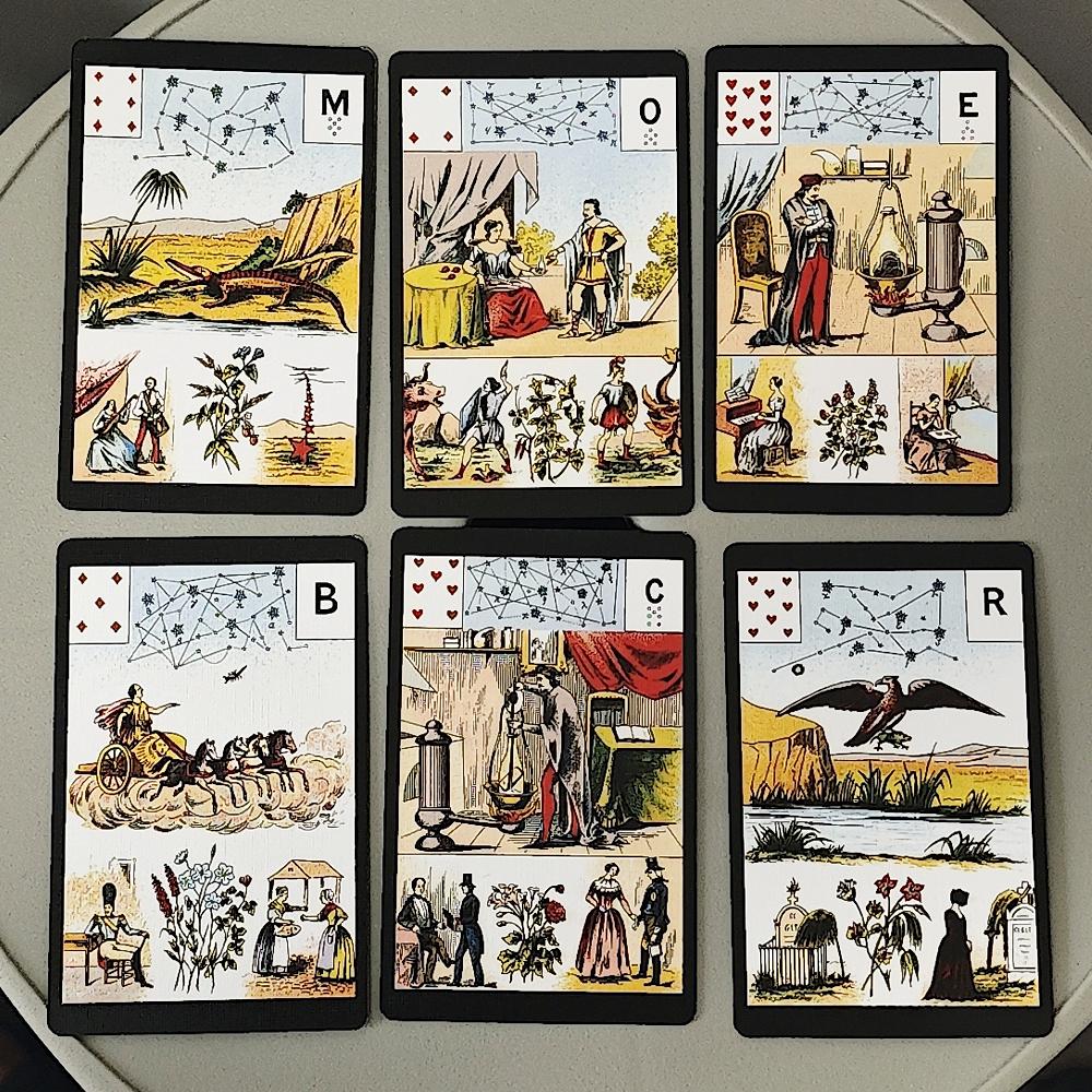 Grand Jeu De Mlle Lenormand Deck 54 Pcs Lenormand Oracle Cards 9*6cm Printed On 350GSM Double Embossed Cardstock