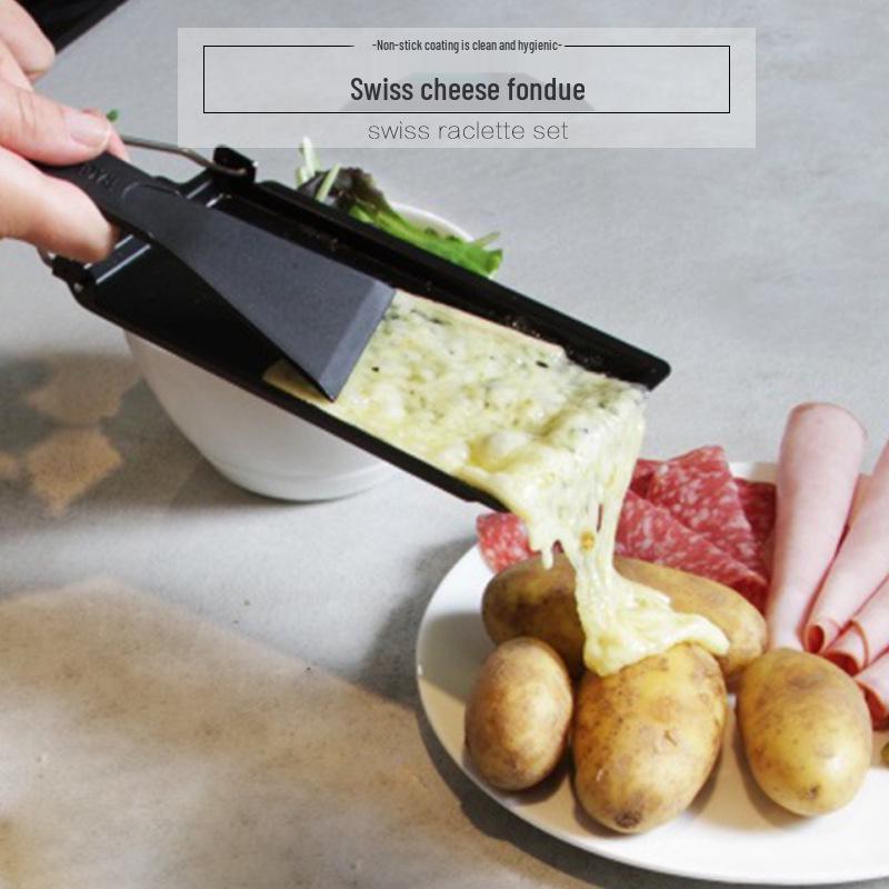 Swiss Cheese Fondue Set: Mini Non-Stick Baking Pan with Candle Holder