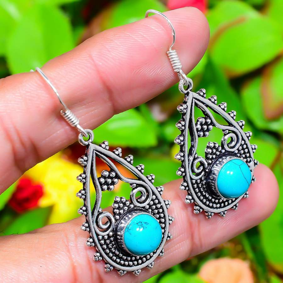 Ювелирные серьги из серебра 925 пробы с бирюзой Санта-Роза 2,05 дюйма l6R63
