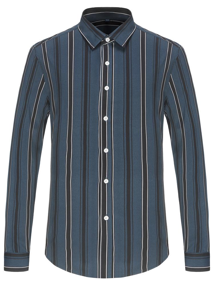 Мужская классическая рубашка в полоску с цветными блоками на весну и лето без карманов, легкие рубашки на пуговицах с длинными рукавами, устойчивые к морщинам