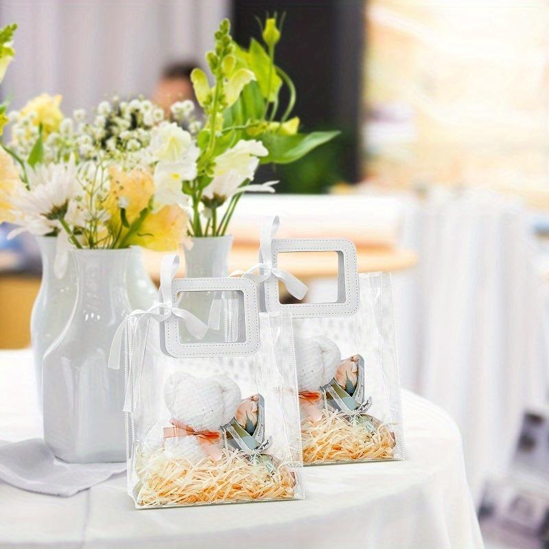 10 шт., подарочный пакет с квадратной ручкой, подарочный упаковочный пакет, подарок на день рождения, годовщину, свадьбу, подарок на вечеринку, прозрачный подарочный упаковочный пакет из ПВХ