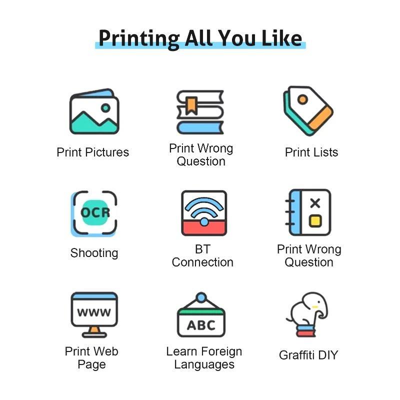 Портативный мини-термопринтер, 1 шт., карманный студенческий мини-принтер с USB-кабелем Imprimante