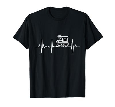 Футболка с моделью поезда Steam Locomotive Heartbeat