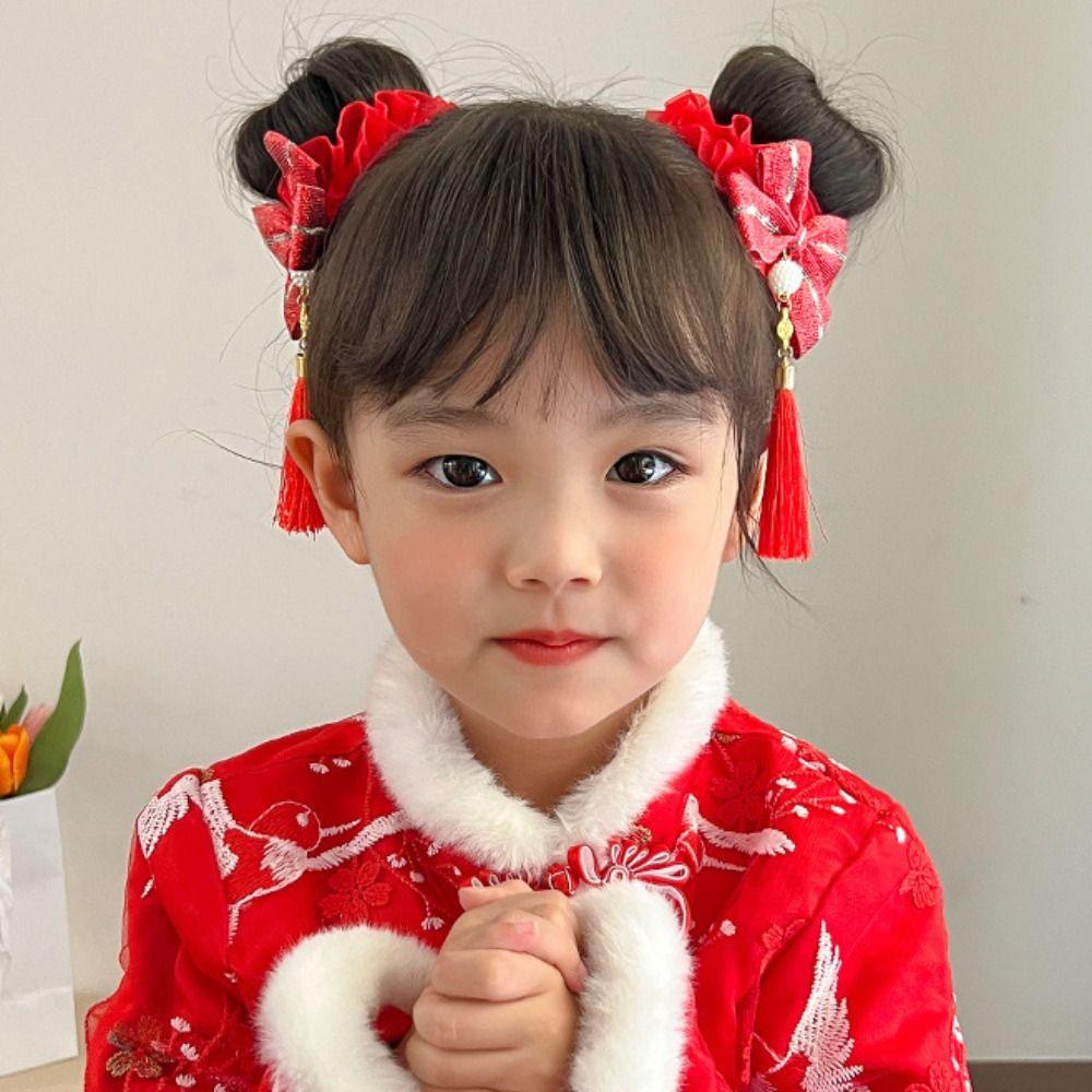 Hairball китайский новогодний головной убор жемчужно-красный бант для волос веревка для детей красная веревка для волос для девочек