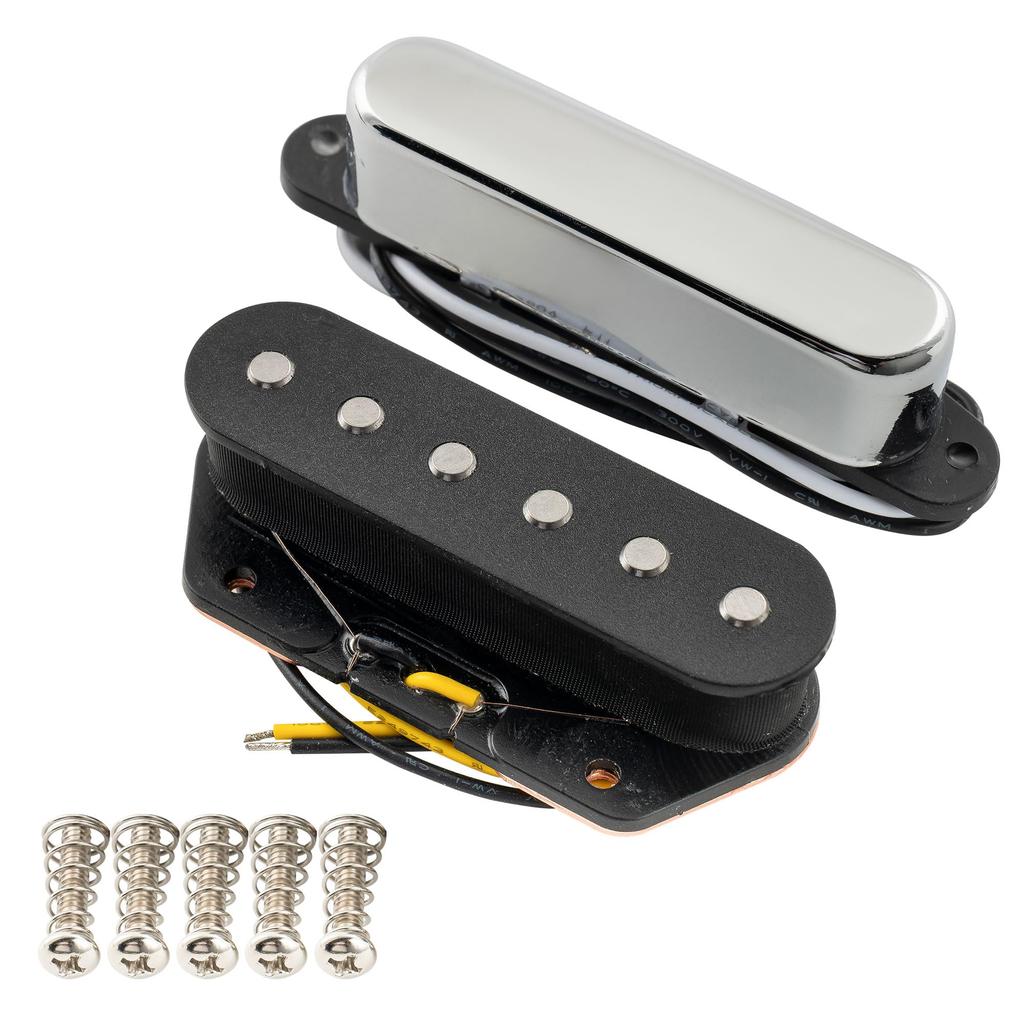 Musiclily Pro Alnico 5 Набор звукоснимателей для грифа и бриджа Telecaster для электрогитары Tele, Хромированные звукосниматели TL-60S, Гитар,