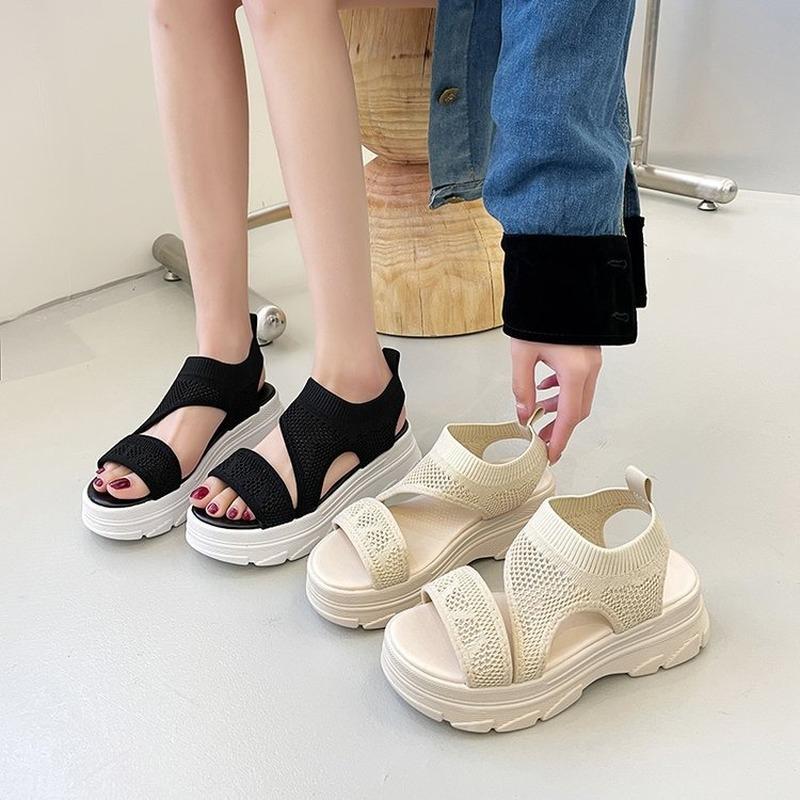 Босоножки на платформе, женские, лето 2022, модные туфли с открытым носком, женские, сетчатые, удобные, для вечеринок
