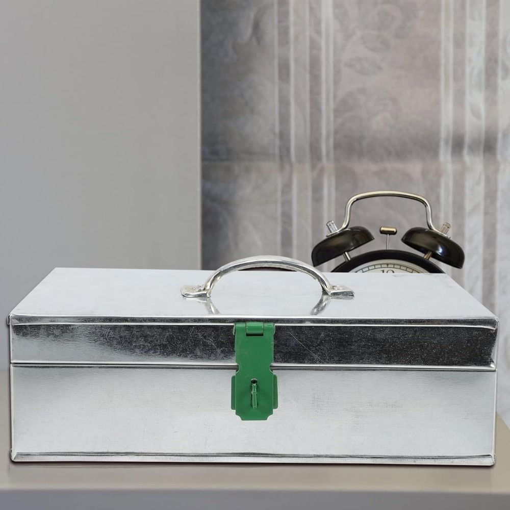 Металлическая прямоугольная серебряная огнестойкая коробка для документов Практичная коробка для хранения дома