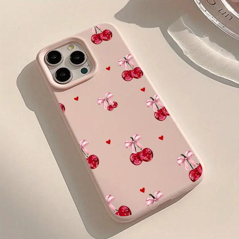 Милый бант с вишней Защитный чехол для телефона Для iPhone 17 Air 16 16e 15 13 12 11 Pro Max Pro Plus Противоударный Тонкий Флип-чехол Funda