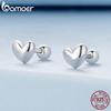 BAMOER стерлингового серебра 925 пробы, мини-серьги-гвоздики в форме сердца, простые серьги с платиновым покрытием для женщин, милые изящные ювелирные изделия, подарок