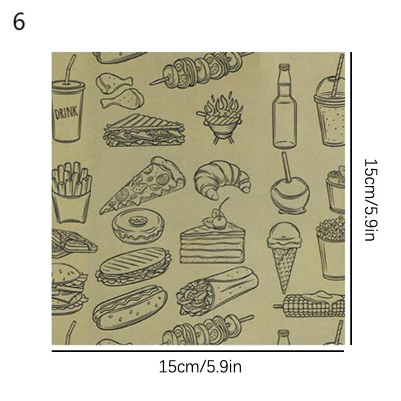 50Pieces Of Absorbent Paper Sandwiches Burgers Fries Fried Food Wrappers Plate Mats Waxed Paper And Baking Paper