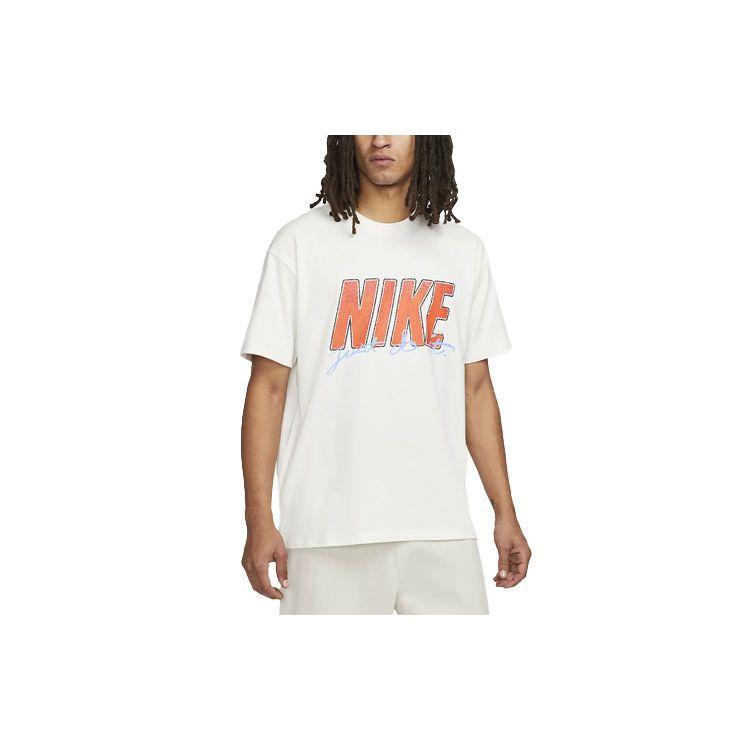 Nike Sportswear Logo Print Pullover Crew Neck T-Shirt Men Tops White DO6368-010
