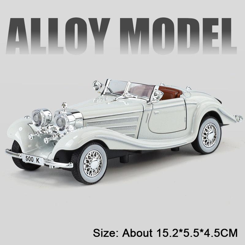 1:32 500k 300sl Модель Игрушки Литой Сплав Винтажный Автомобиль Звук Свет Оттяжка Двери Открываются Украшение Коллекционный Подарок Взрослый Ребенок