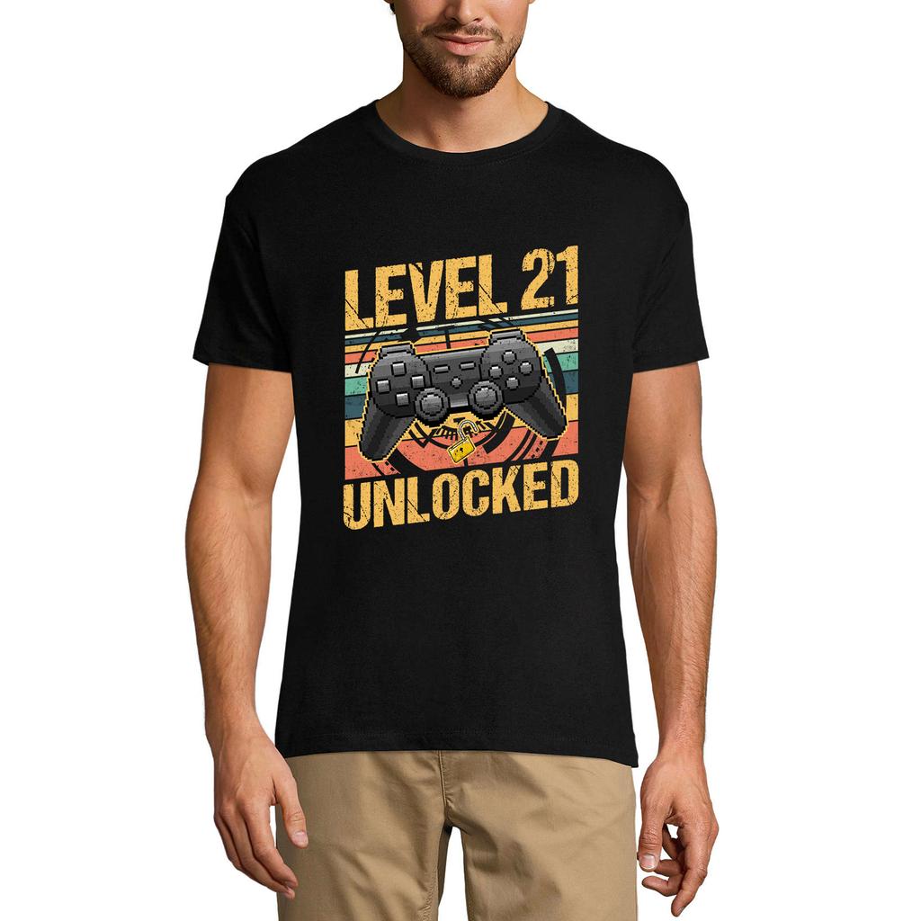 Men's Gaming T-Shirt Level 21 Unlocked - Gamer 21st Birthday Tee Shirt