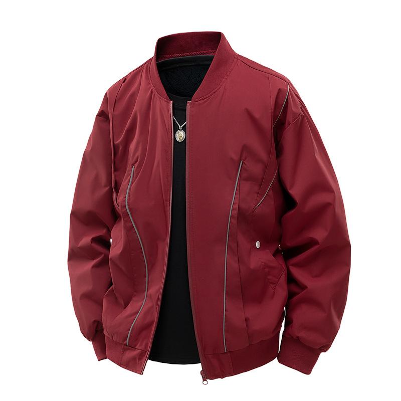 Jacket Men's Spring and Autumn Loose Trendy Solid Color Top American Casual Retro Baseball Jacket Men's