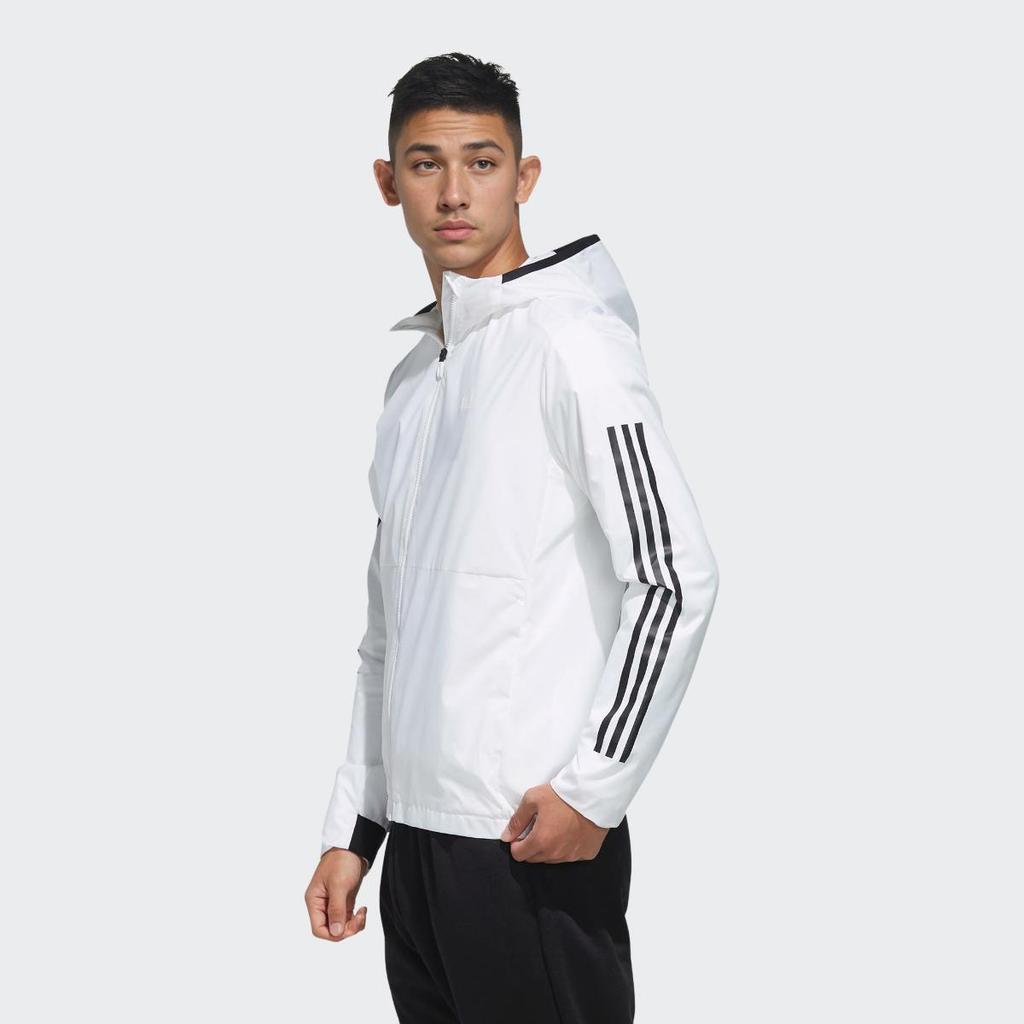 adidas Спортивная куртка с капюшоном и клетчатой аппликацией Белая FM9430