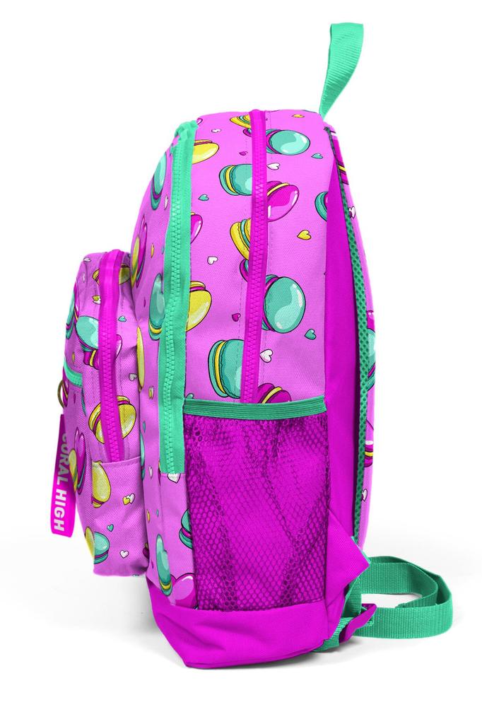 Coral High Kids Светло-розовый Водно-зеленый школьный рюкзак с четырьмя отделениями и узором Macaron 23462