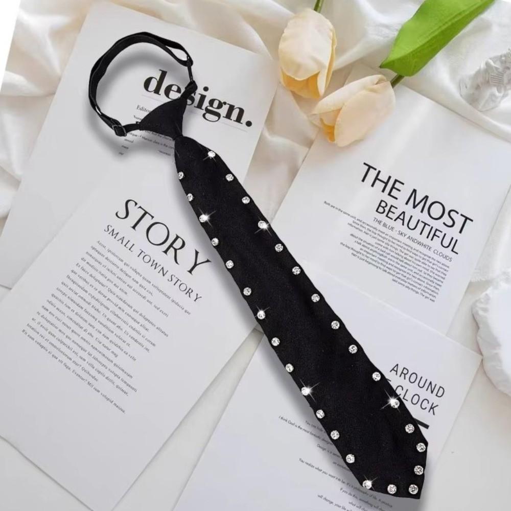 Glitter Business Adjustable Neck Tie Black Pre Tied Neck Tie Uniform Shirt