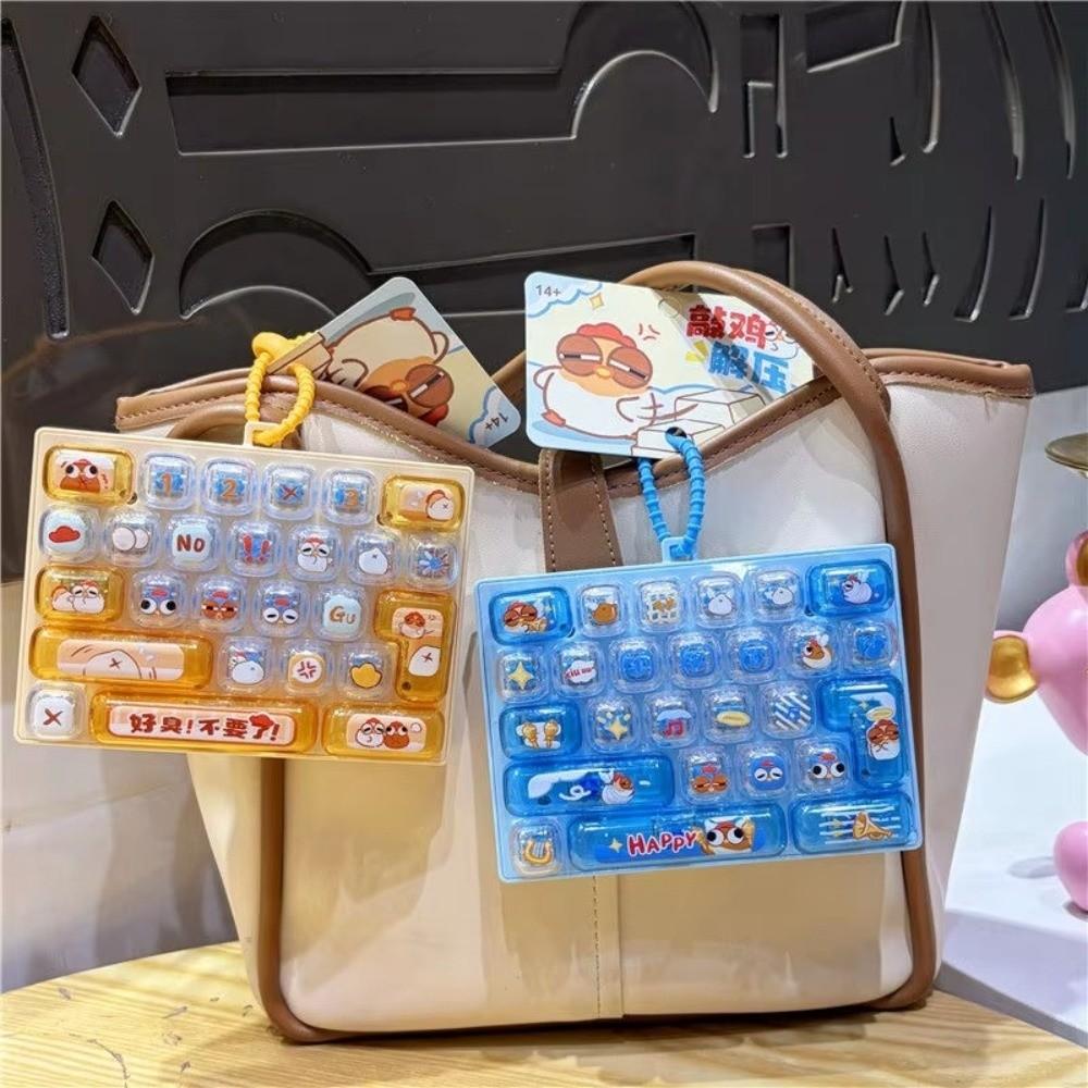 Creative Push Button Keychain Silicone Keycap Clicker Keyring Fidget Keyboard Pendant Small Gift
