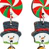 Decorative Wood Earrings 1 Pair Christmas Wooden Dangle Drop for Women, Cute Santa Red Green Holiday Decor Gingerbread Candy Cane Earrings,