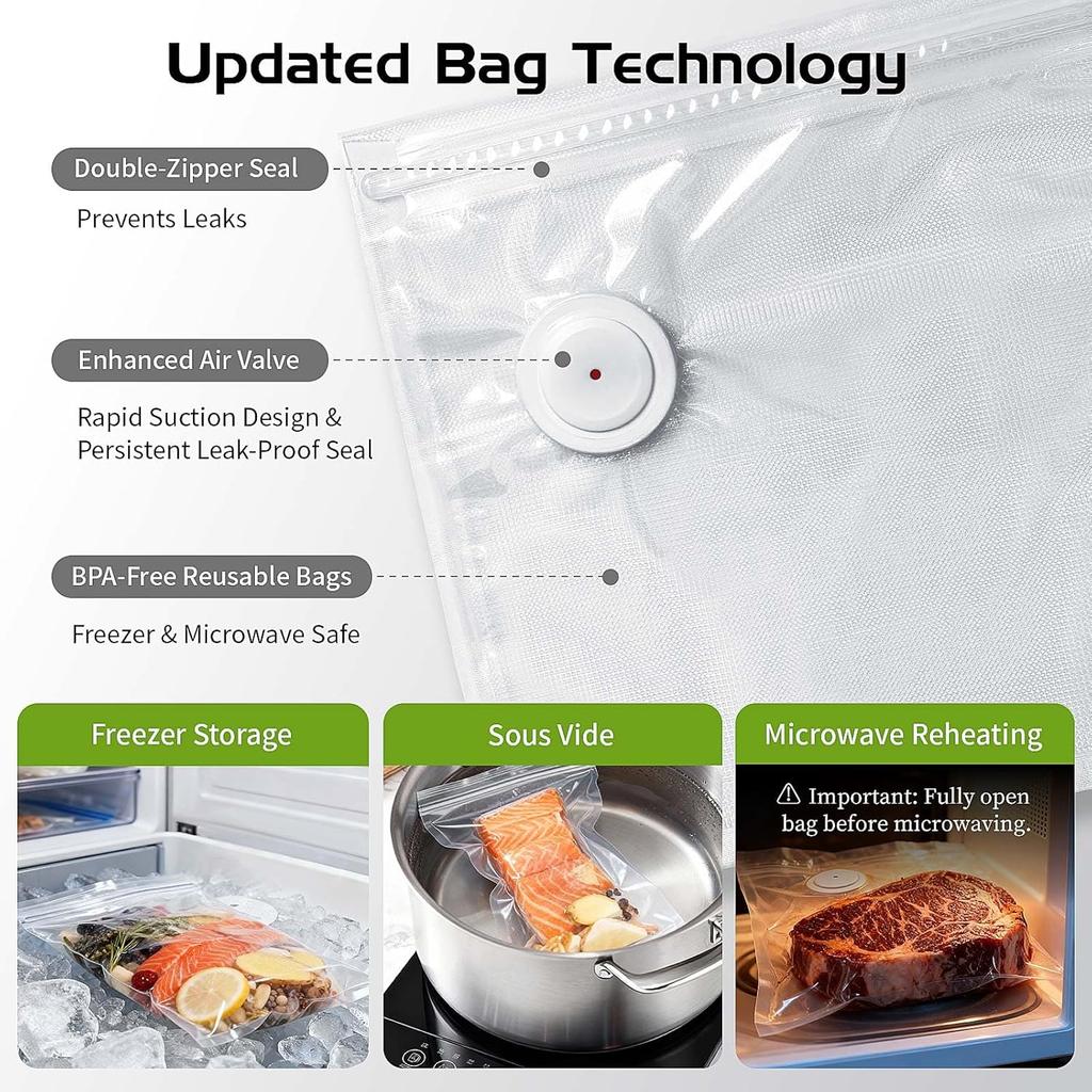 Sealer, Portable Handheld Food Sealer with 30 Reusable Bags, Mini Rechargeable Vacuum Sealing Machine to Preserve