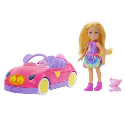 barbie Розовый плюшевый мишка Челси Кукла в машину Игрушечная миниатюра Возраст 3+ и HXN05 (с Куклой) - Домик для переодевания, Игра, Машина, Вверх, Розовый,
