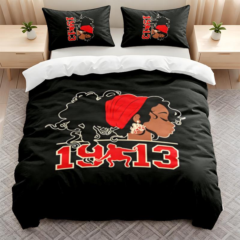 Delta Sigma Theta 1913 3PC Bedding Set Print Duvet Cover with Two Pillowcases Home Bedroom Decoration festival gift