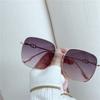 2PCS Square Sunglasses Women's Trendy UV Protection Gradient Color Retro Glasses Fashionable round Face Suitable Sun Glasses