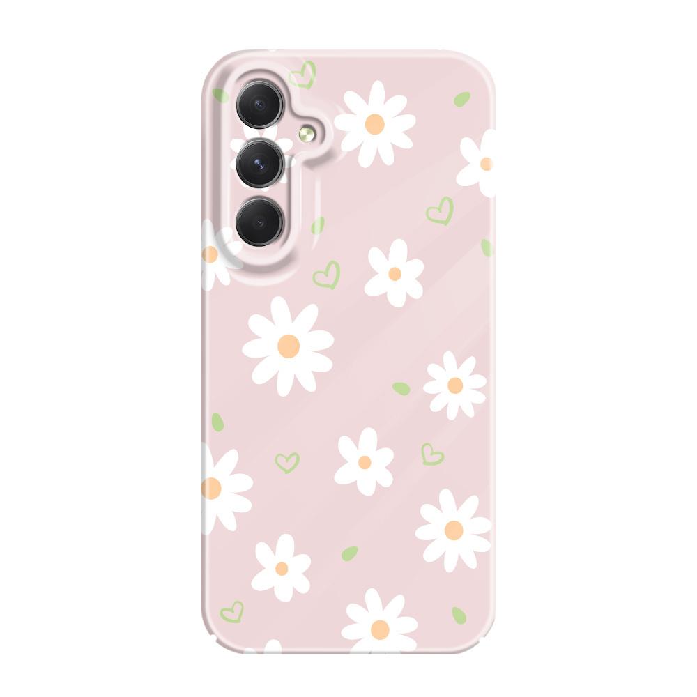 Tender Daisy Phone Case For Samsung Galaxy A54 A34 A24 A14 A04 A73 A53 A33 A23 A13 A72 A52 A32 4G 5G Film Hard Cover