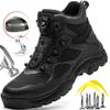 Indestructible Work Safety Boots Men Steel Toe Safety Shoes Anti-smash Anti-stab Sneakers Rotated Button Safety Work Boots Man