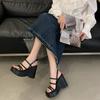 Fashion Womens Strappy Platform Sandals Fashion Open-toed High-heeled Sandals for Women Designer Square Toe Wedge Sandal Sandalias Mujer